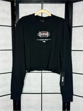 Civil Regime Black Roses From Concrete Cropped Sweatshirt Size M NWT